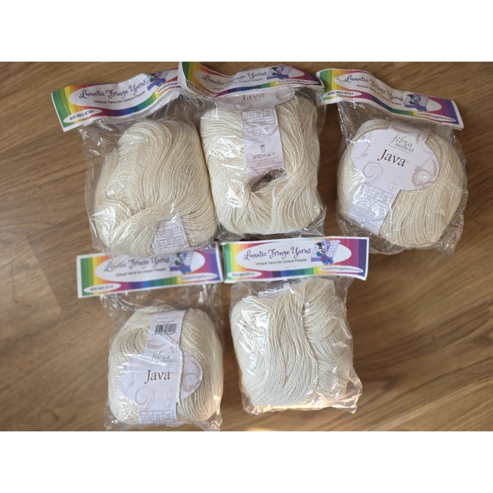 Fibra Natura Java 100% Hemp Yarn Lot Of 5 Color 101 Parchment